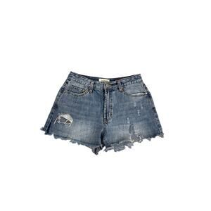 Evidnt Los Angeles Brand Distressed Cut Off Mid Blue Jean Denim Shorts Size 27